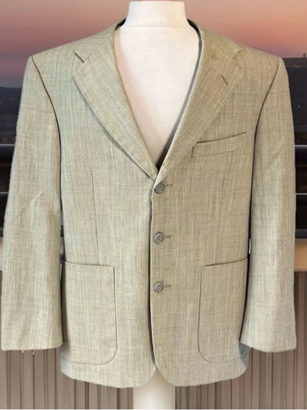 Mens Sports Jacket Suit Coat Blazer Size 38S Beige Cezar Del Prado
